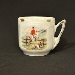 German Demitasse Equestrian‎ Fox Hunting Rider And Dog Hunting Scene Mid Century